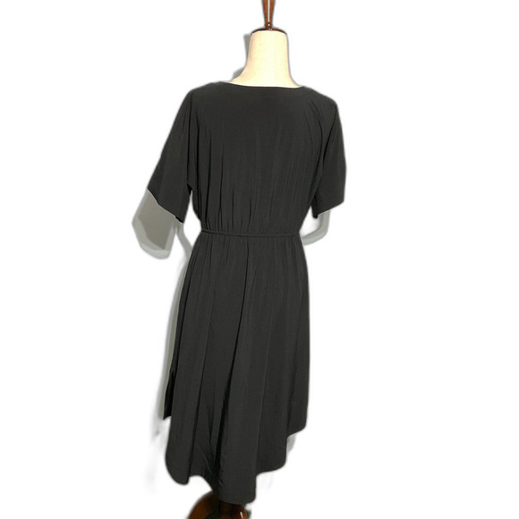 Soft Surroundings Black Midi Dress V-neck Button Up - Picture 5 of 8